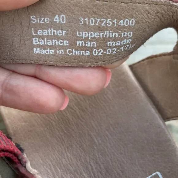 Dansko Dawson Leather Woven Sandal Ruby Vintage Wooden Platform Block Heels - Picture 9 of 11